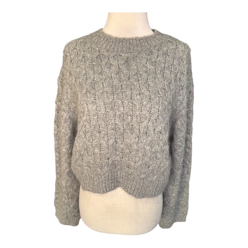 ASOS DESIGN Grey Cable Knit Cropped Sweater Women's Size‎ US 4 UK 8 EU 36